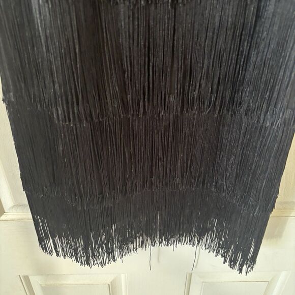 Roaring 20s Flapper Mini Dress Fringe Black Gold Size XL Party Retro‎ Cocktail - Picture 4 of 12